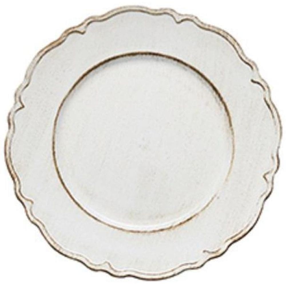 Sousplat Patinado De Plástico Moon Branco 25Cm