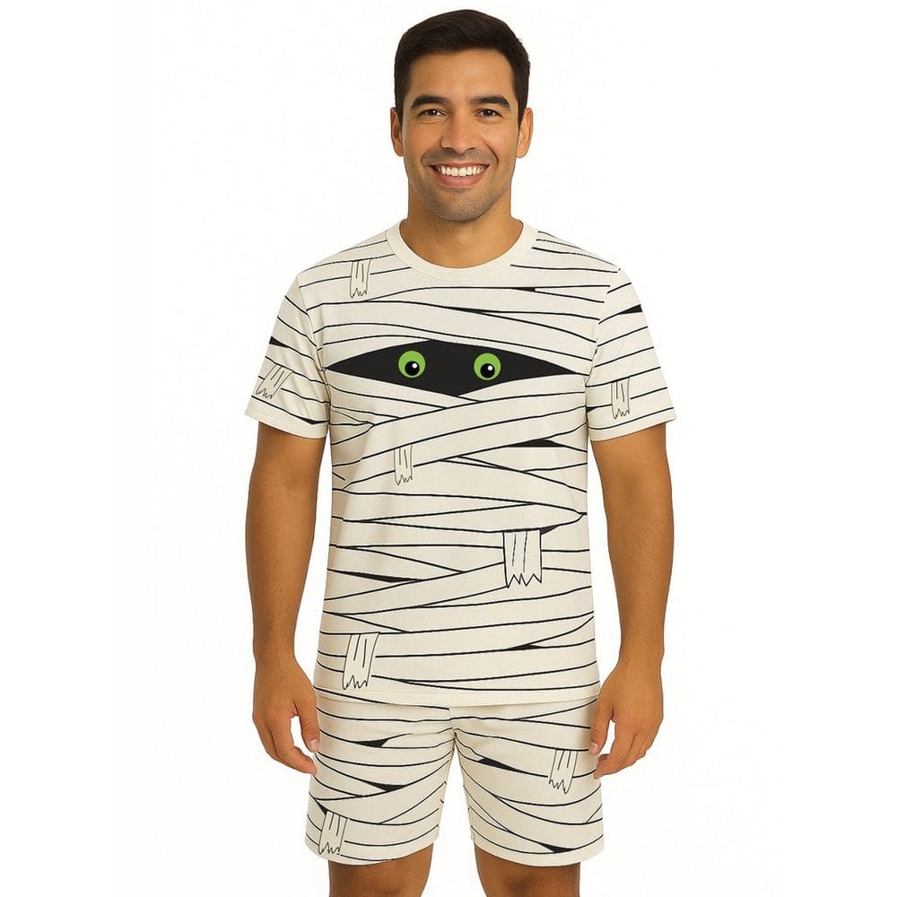 Conjunto Adulto Fantasia Temática Múmia Com Camiseta e Short
