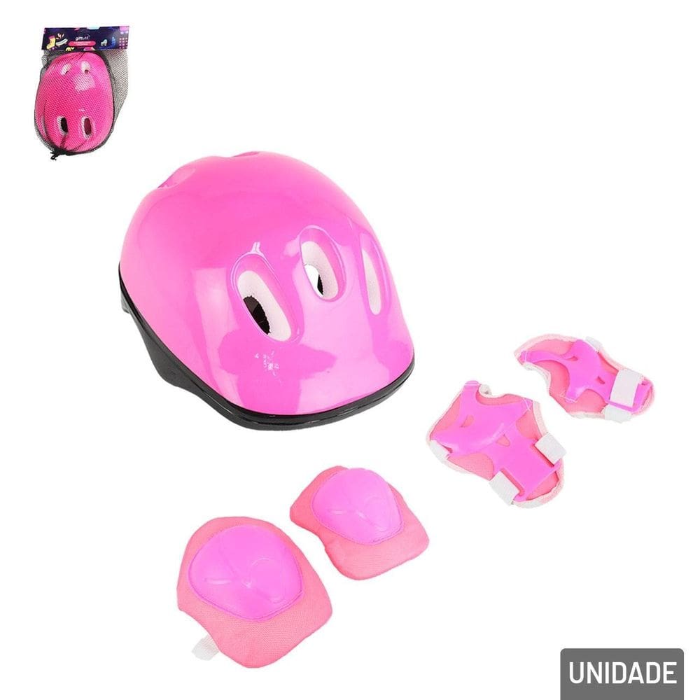 KIT de Proteção Radical Infantil 7 Pçs Rosa - Tudo em Caixa