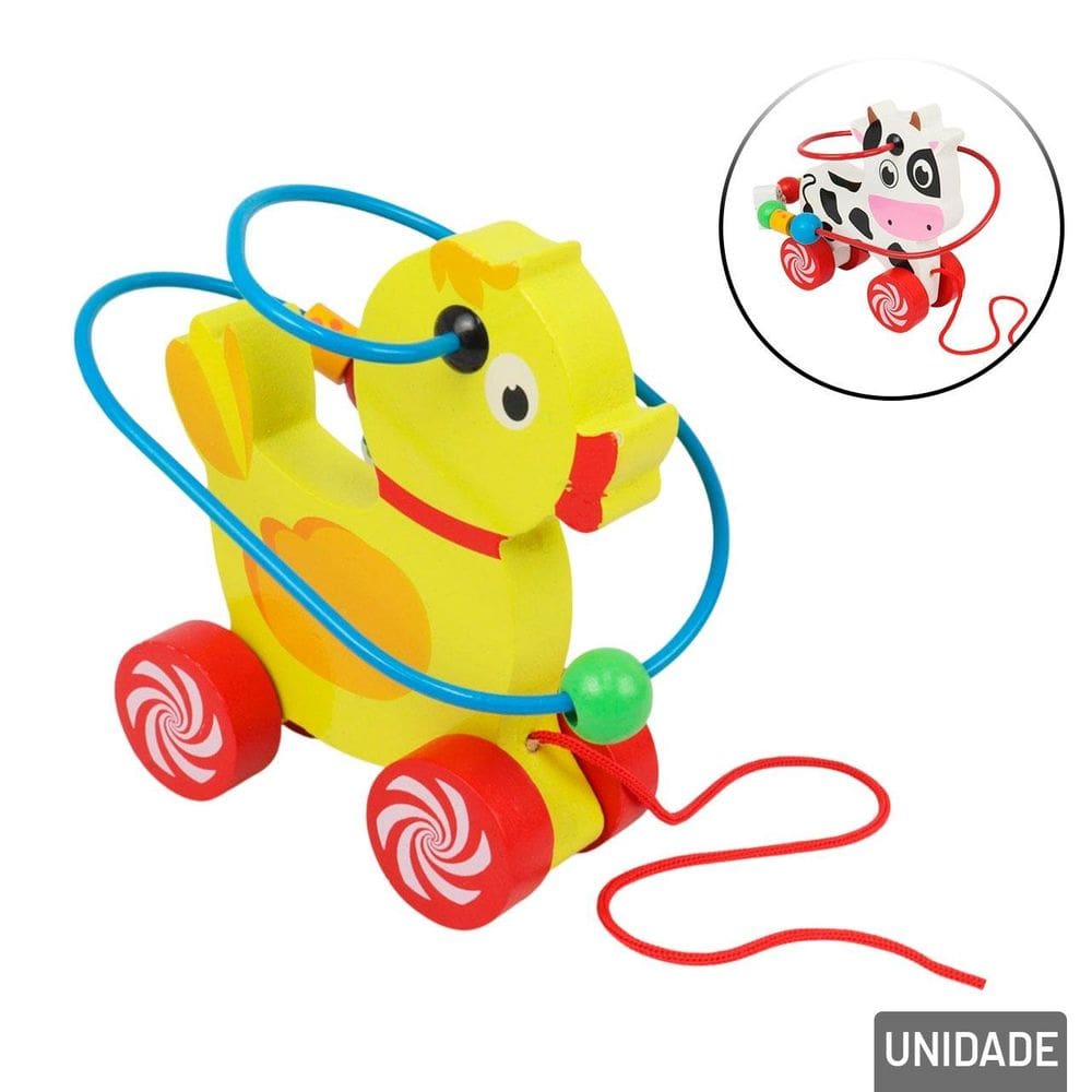 Carrinho Educativo de Madeira Animais - Tudo em Caixa