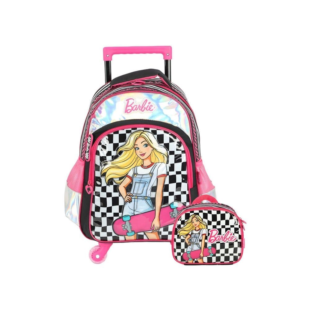Kit Mochila Escolar 2Em1 Rodas + Lancheira Barbie - Preto