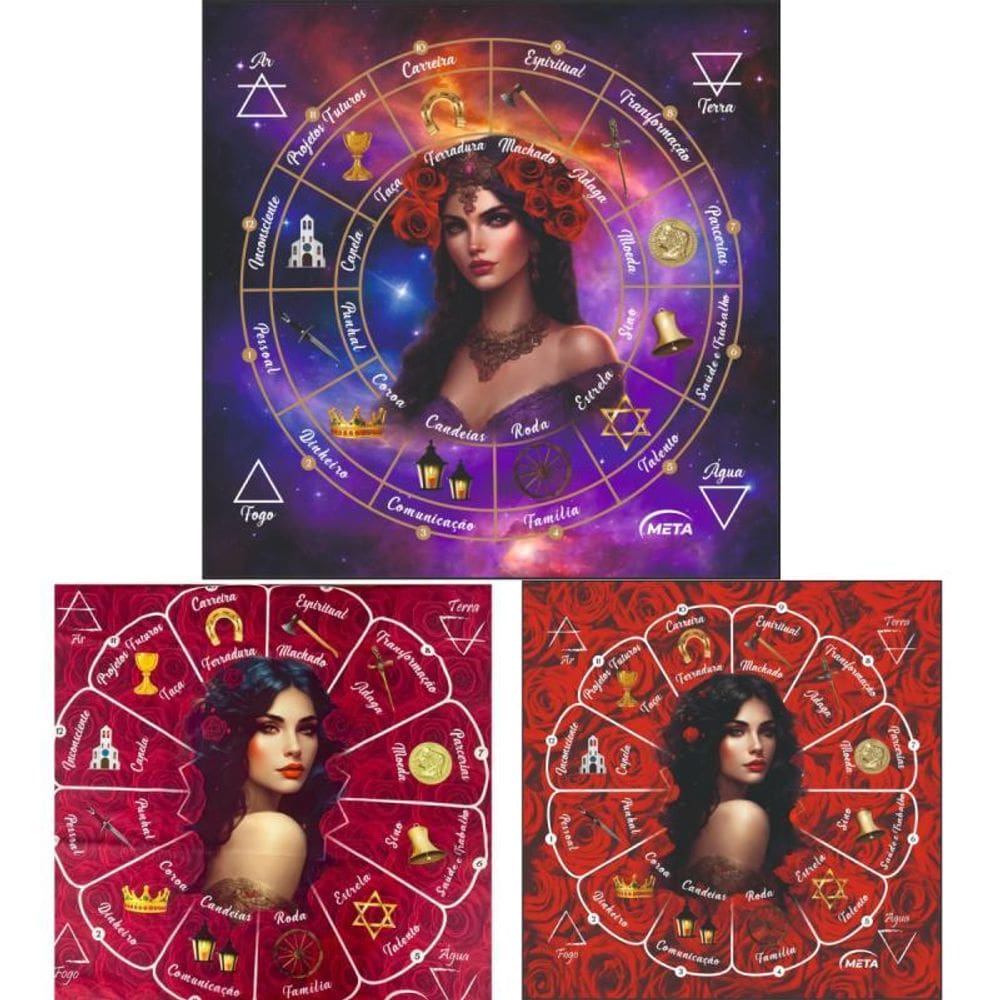 Toalha Sublimada Cigana Tarot Baralho 70X70Cm- Selecione Cor