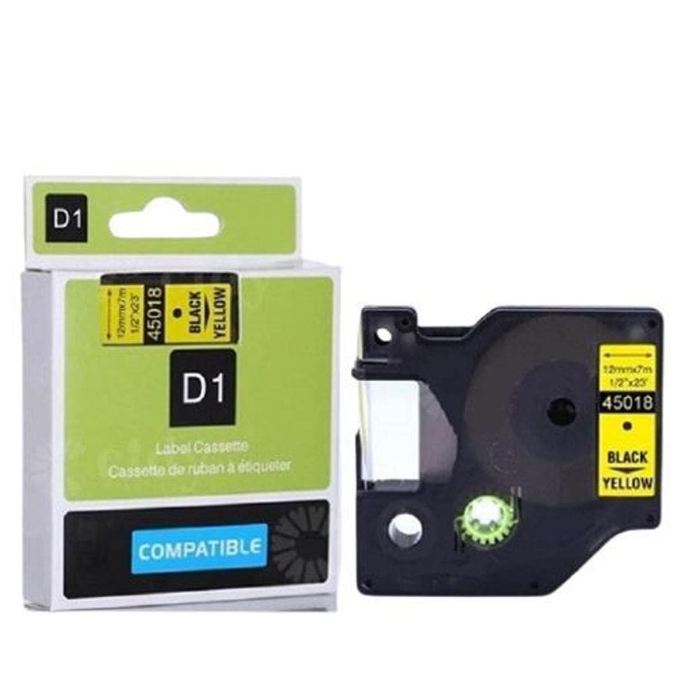 Fita Compatível Dymo D1 45018 Amarela 12Mm