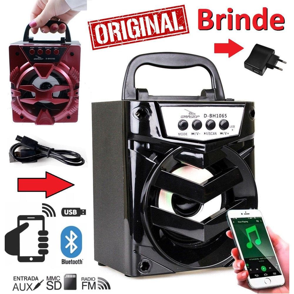 Caixinha Som Portátil Bluetooth Celular Universal Rádio Fm