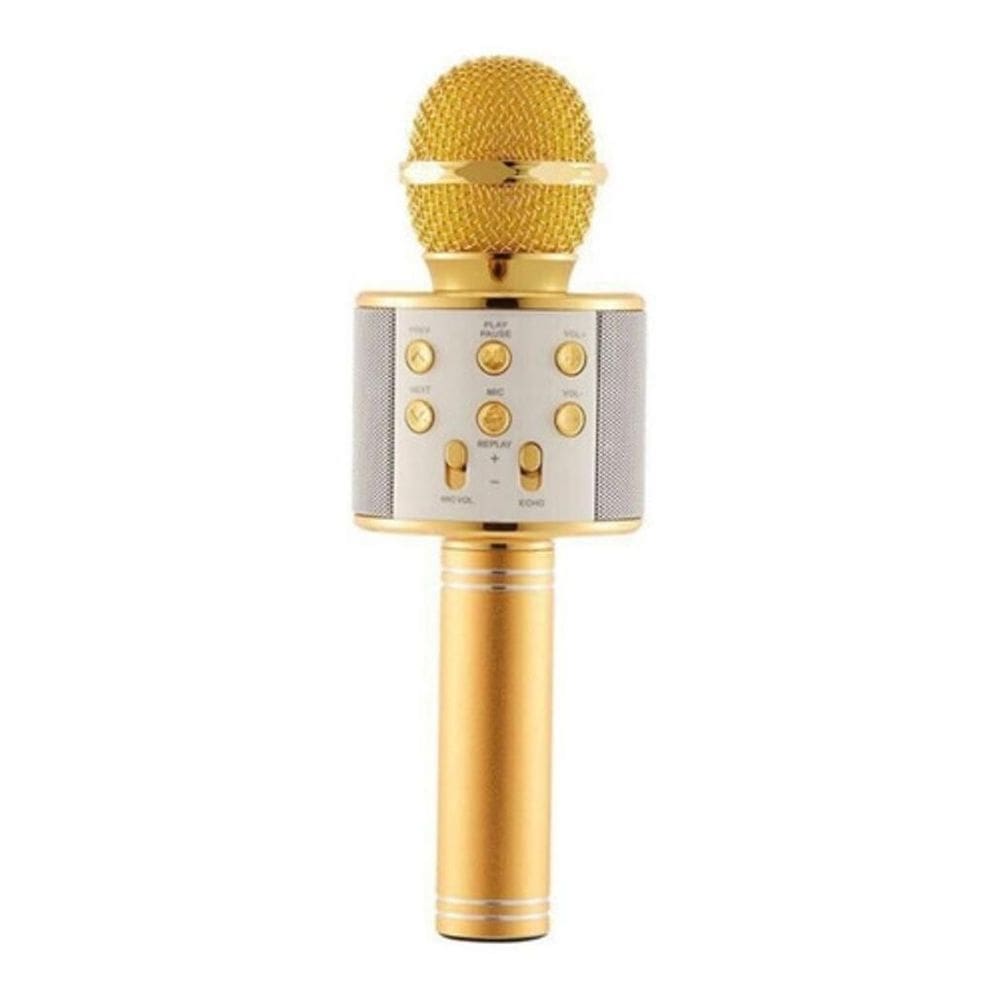 Microfone Ws-858 Bluetooth Gold Sem Fio Com Alto-Falante