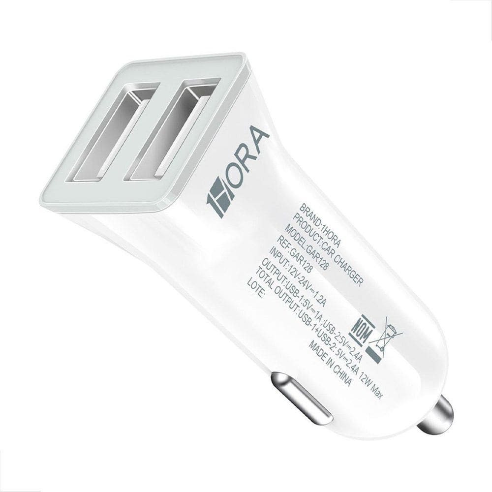 Carregador De Carro Usb Duplo 2.4A 12W Pvc Gar128