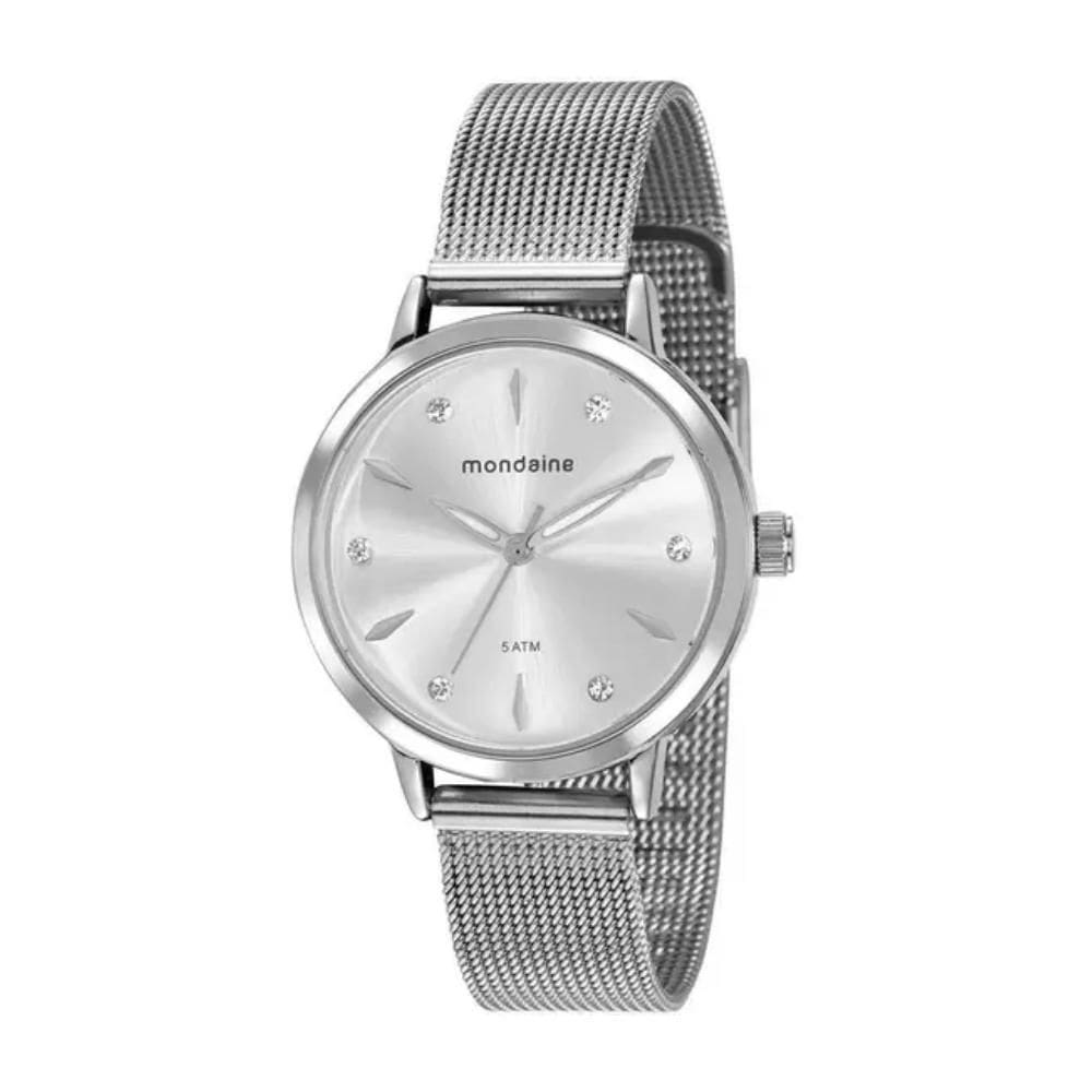 Relógio Feminino Mondaine Prata Analógico Com Pedras Strass