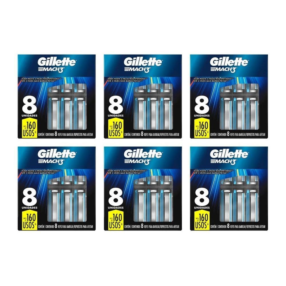 Carga Barbeador Mach3 Tradicional Com 8Un - Kit Com 6Un