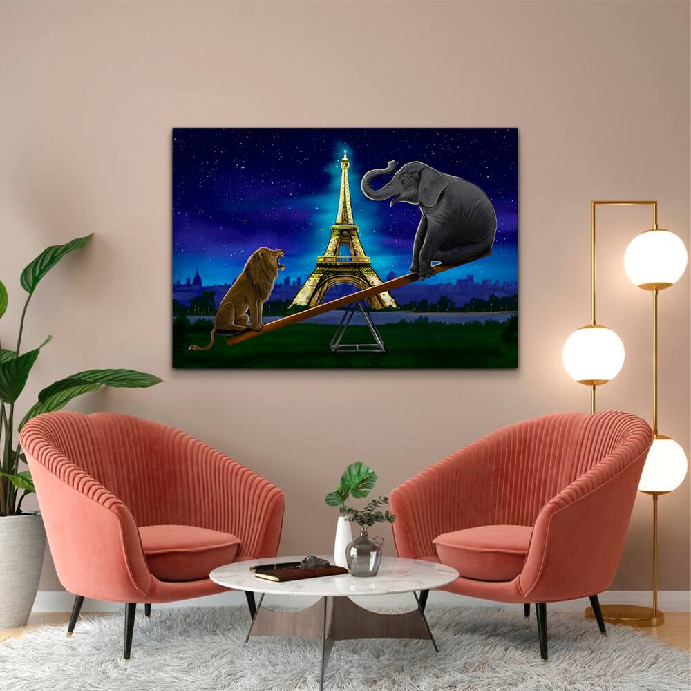 Quadro Decorativo Leão e Elefante