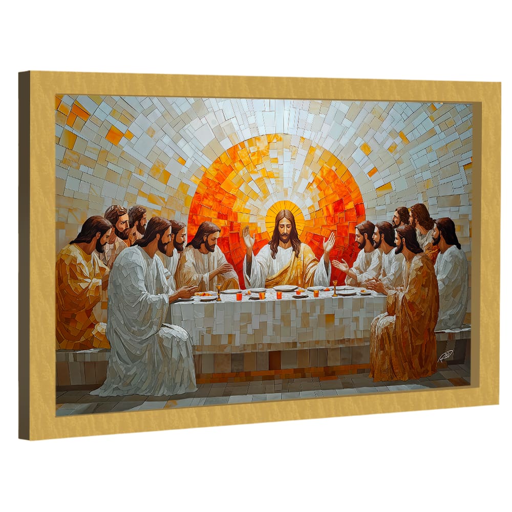 Quadro Decorativo Santa Ceia Estilo Geométrica