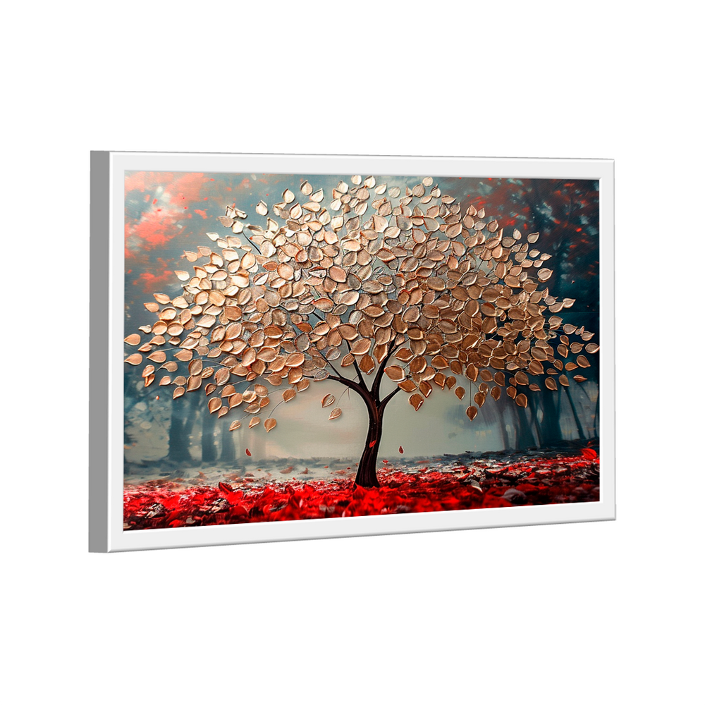 Quadro Decorativo Árvore Dourada com Lindas Folhas
