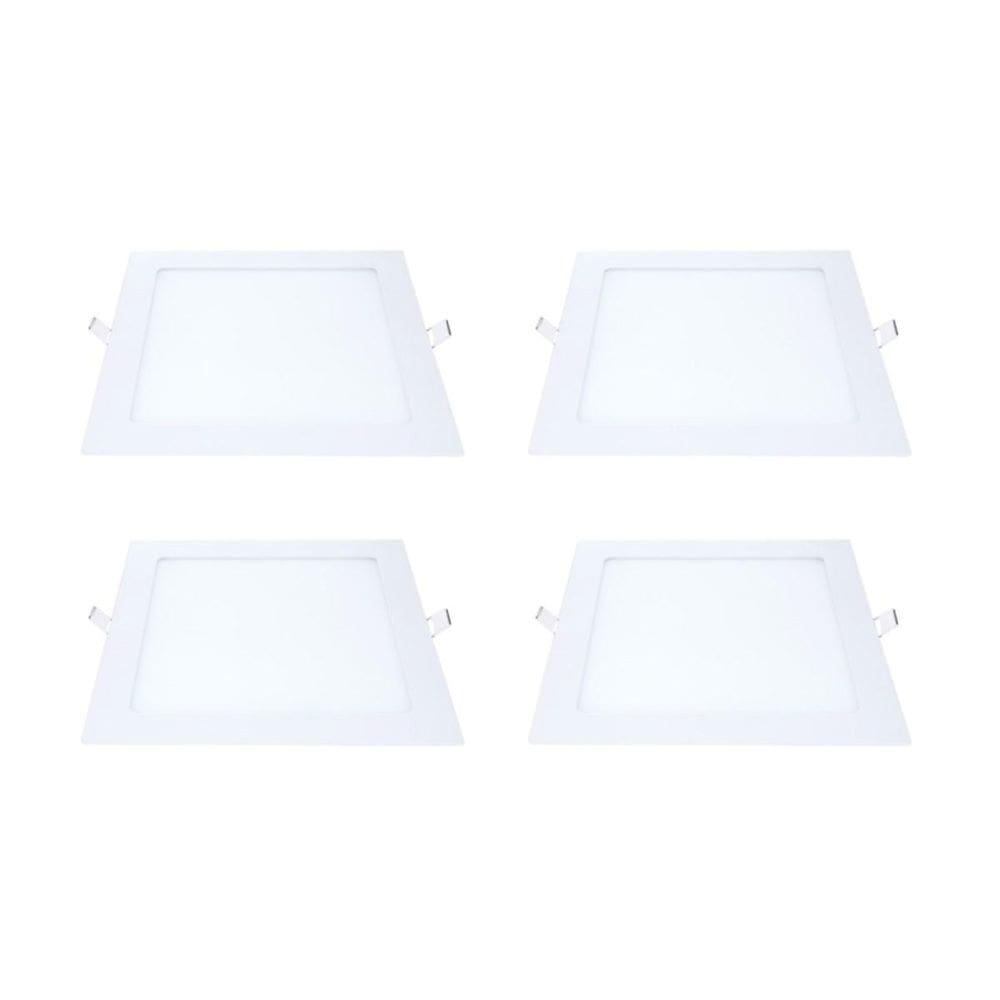 Kit 4 Painel Led Embutir Quadrado Luz Fria 6500K 18W 22Cm