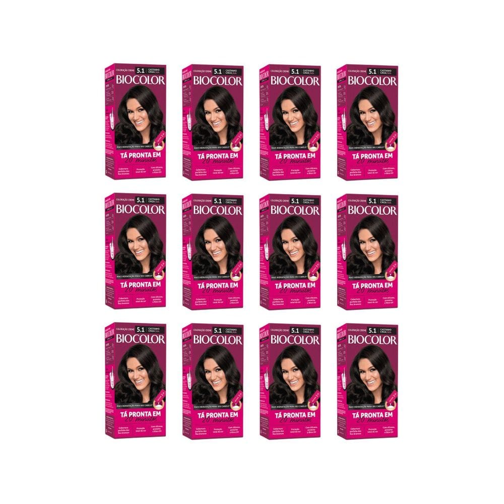 Coloraçao Biocolor Creme 5.1 Castanho Cinza - 12Un