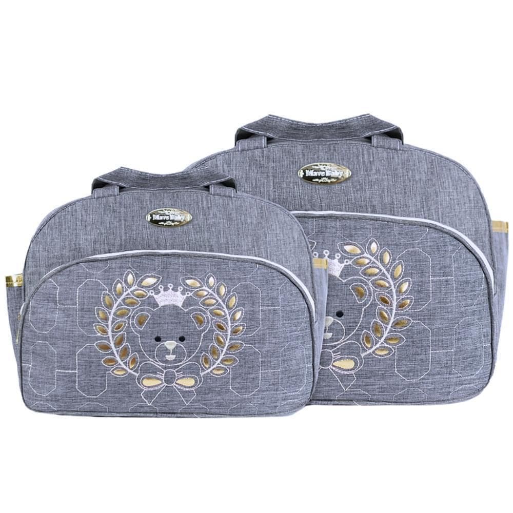 Kit Bolsas Maternidade Mave Baby Charm Cinza E Dourado