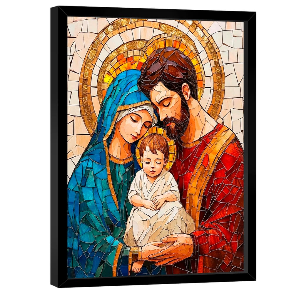 Quadro Decorativo Família Divina em Mosaico