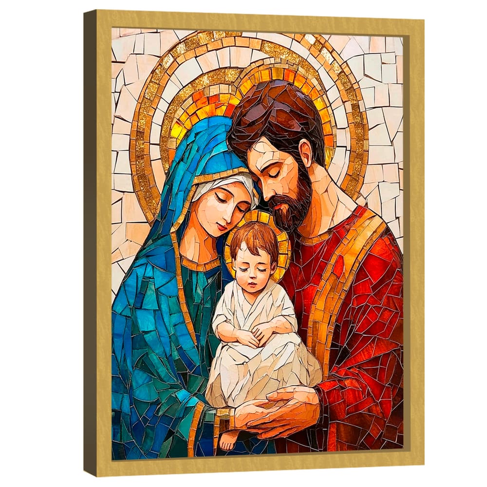 Quadro Decorativo Família Divina em Mosaico