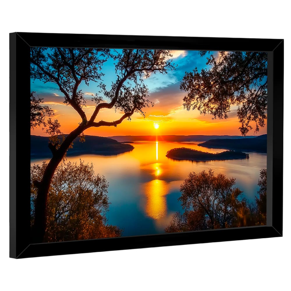 Quadro Decorativo Pôr do Sol no Lago