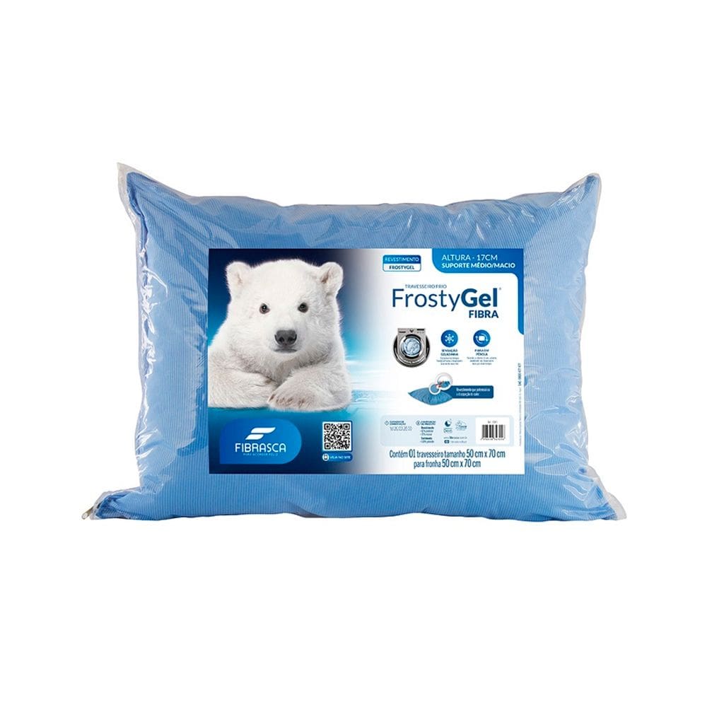 Travesseiro FrostyGel Sensação Gelada Suporte Médio/Macio Fibrasca 20% Viscose e 80% Poliéster
