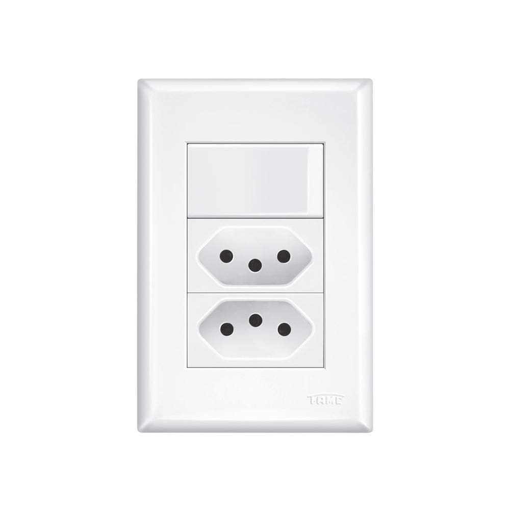 Interruptor Simples E Tomada Dupla 2P+T 20A Fame Evidence Co