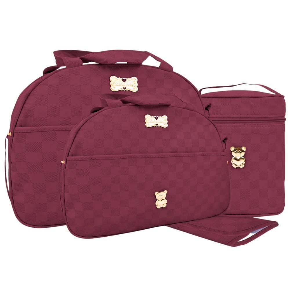 Kit Bolsas Maternidade Mave Baby Prime Gold Vinho