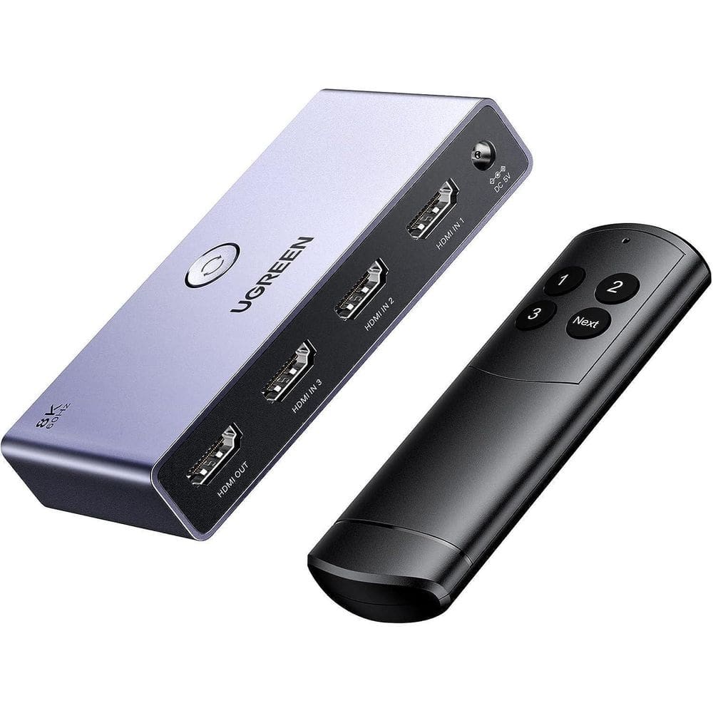 Interruptor Hdmi 2.1 8K 60Hz 4K 120Hz  3 Em 1  Com Controle