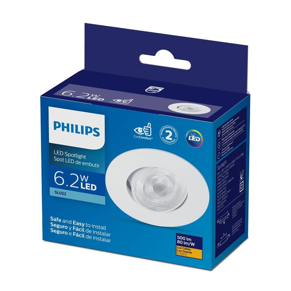 Philips Spot Integrado LED 6,2W Redondo Bivolt 2700K