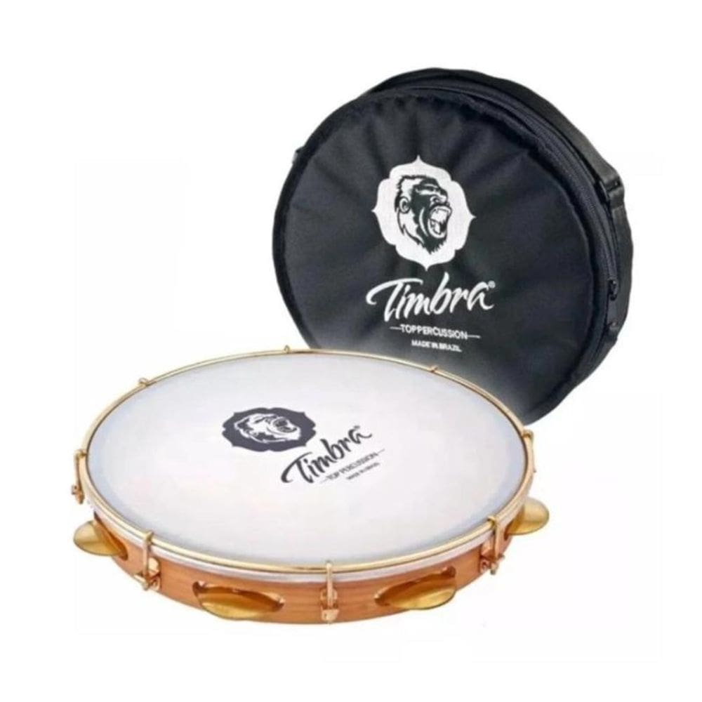 Pandeiro Timbra 12 Profissional Formica Freijo C/Aro Dourado