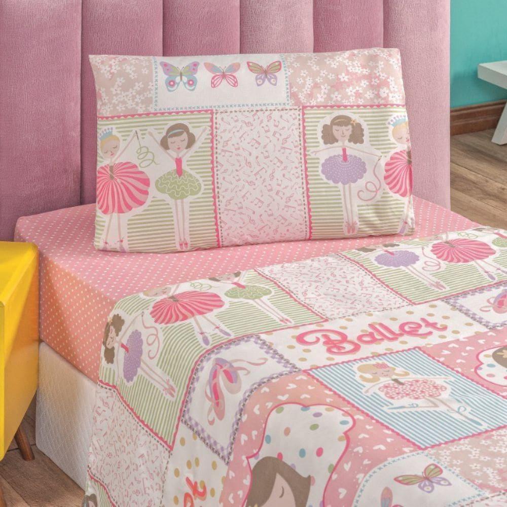 Jogo De Lençol Solteiro Bailarina 3 Peças