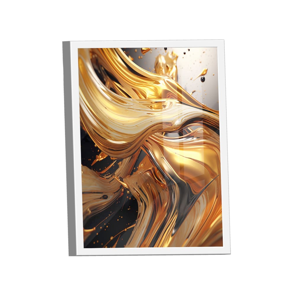Quadro Decorativo Abstract Gold 3D