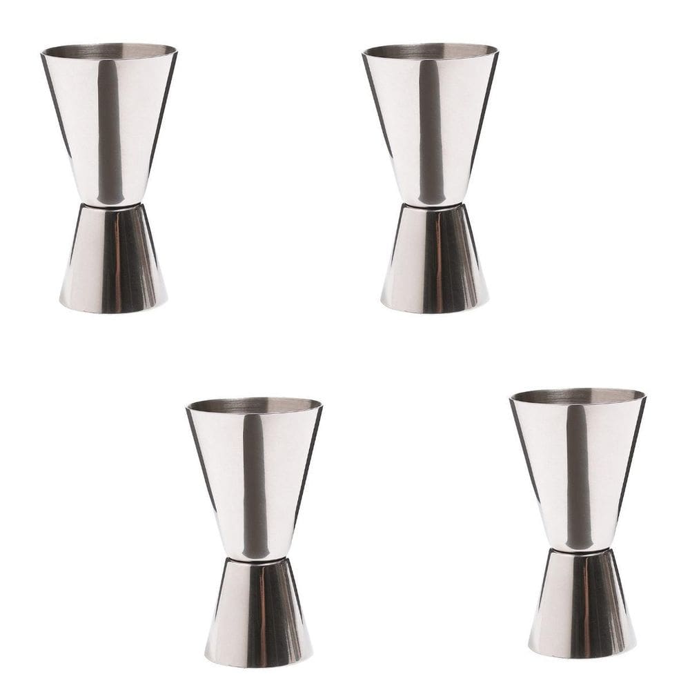 Kit 4 Copo Dosador Duplo Inox 25/50ml Bebida Drinks Coquetel