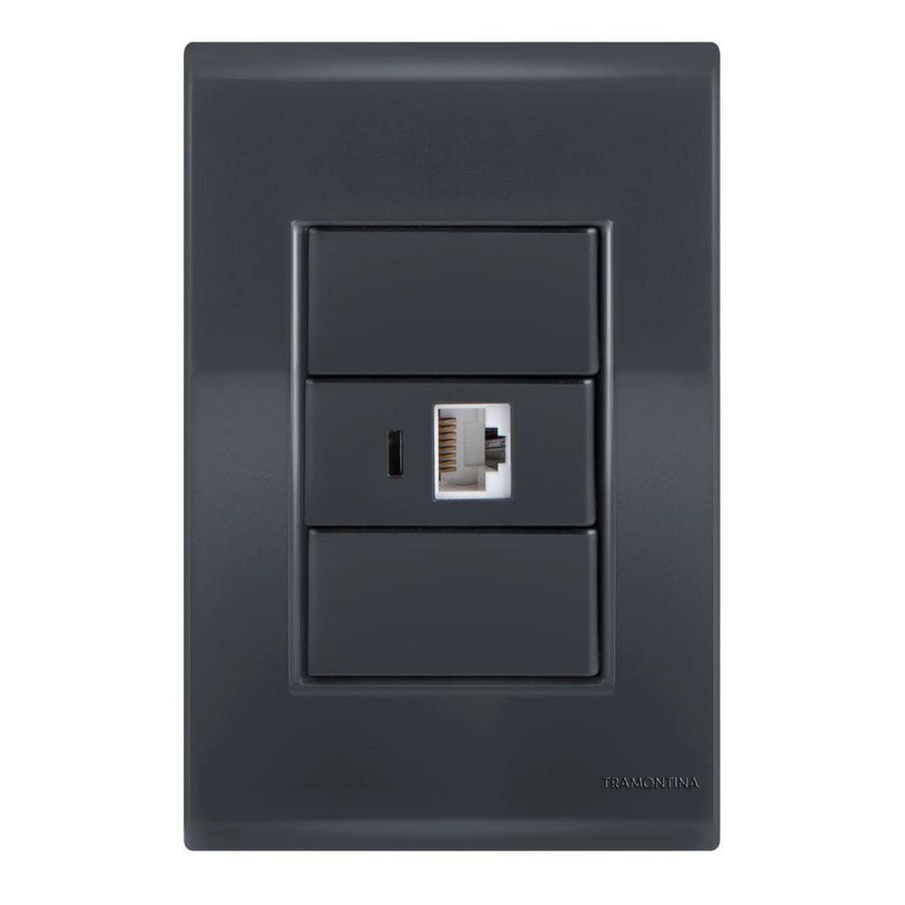Conjunto 1 Tomada Rede Rj45 - Tramontina Liz Grafite