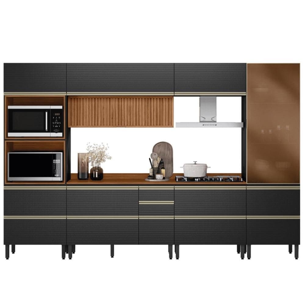 Cozinha Modulada Proença 6 Peças com Cristaleira e Balcão 120cm - Demartêz