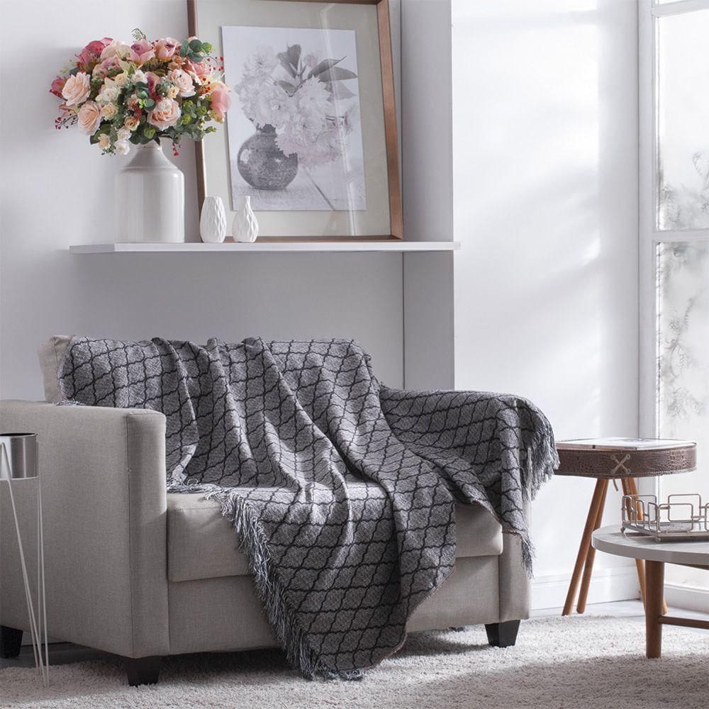 Manta Para Sofá Jacquard Casablanca Vitral Cinza 1,40MX2,10M