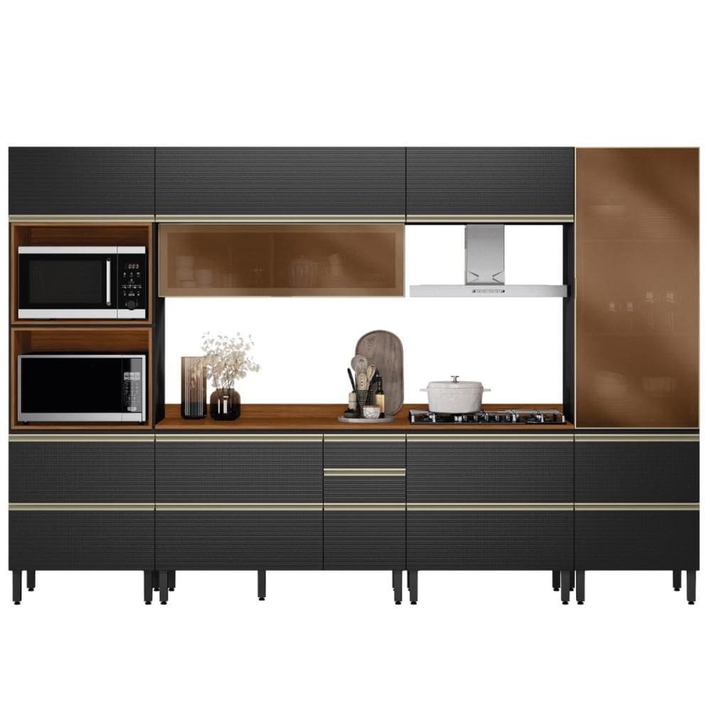 Cozinha Modulada Proença 6 Peças com Cristaleira e Balcão 80cm - Demartêz