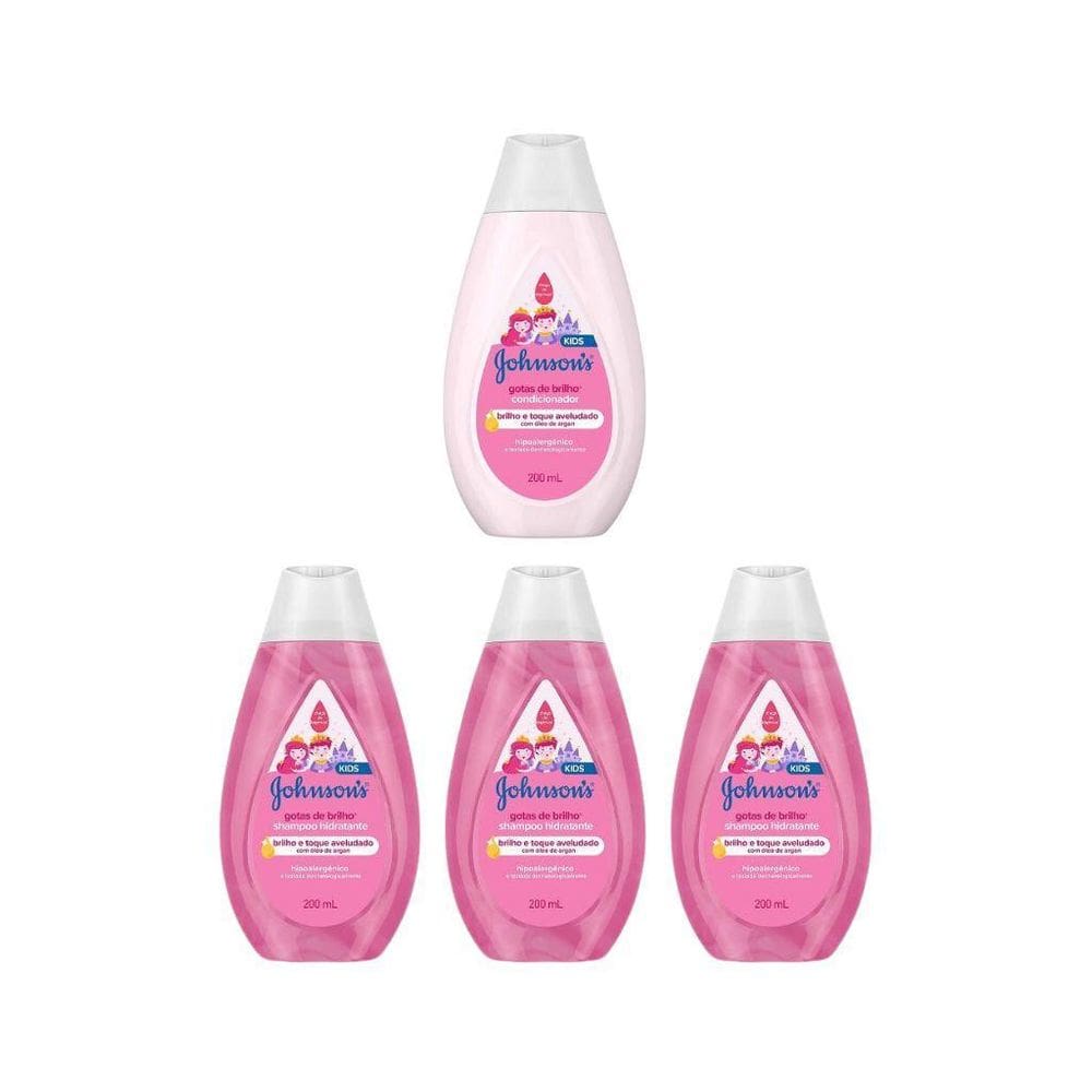 Kit Johnson 3 Shampoo 200Ml + 1 Cond 200Ml Gotas De Brilho