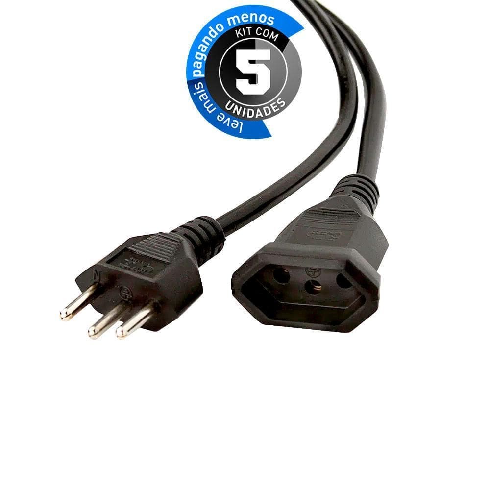 Extensão Cabo De Força 10A Novo Padrão - Kit 5