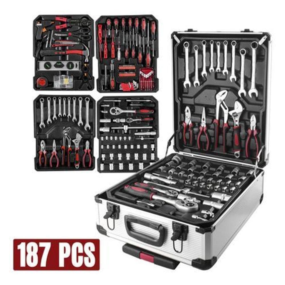 Kit Maleta de Ferramentas 187 pçs Cromo Valadinum com Rodas
