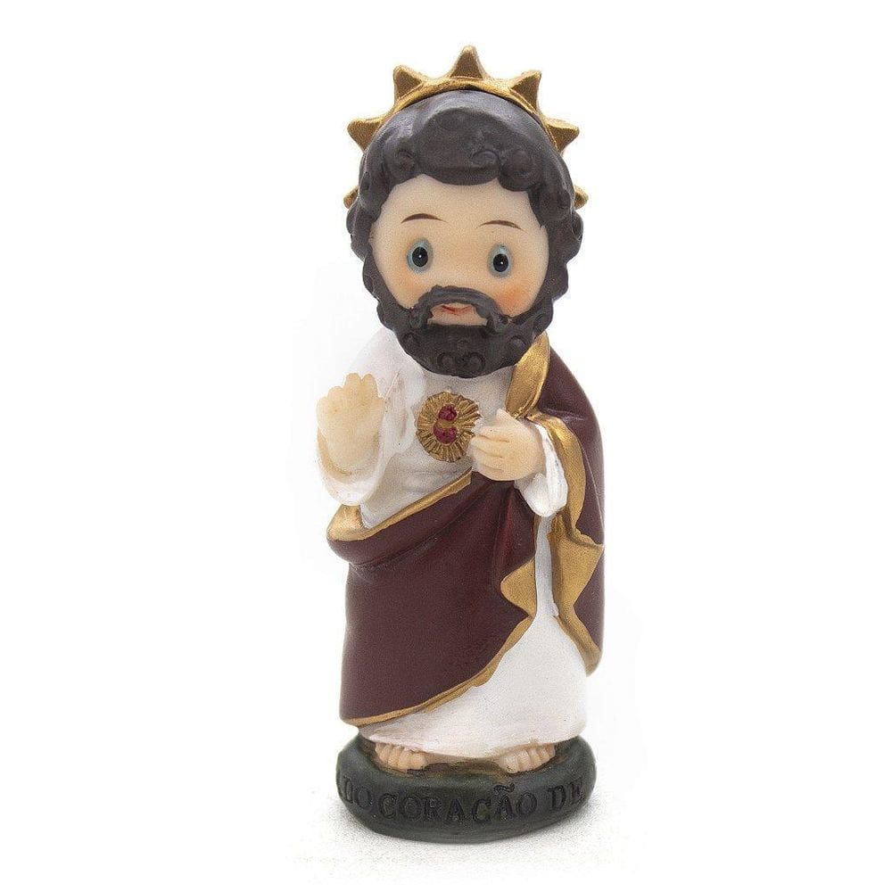 Imagem Sagrado Coração Jesus Infantil Importada Resina 8 Cm