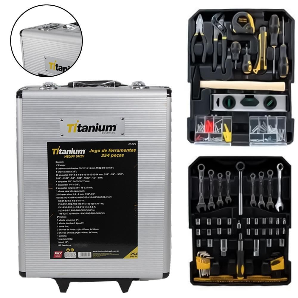 Maleta Com Jogo De Ferramentas 254 Peças 5729 Titanium Unic