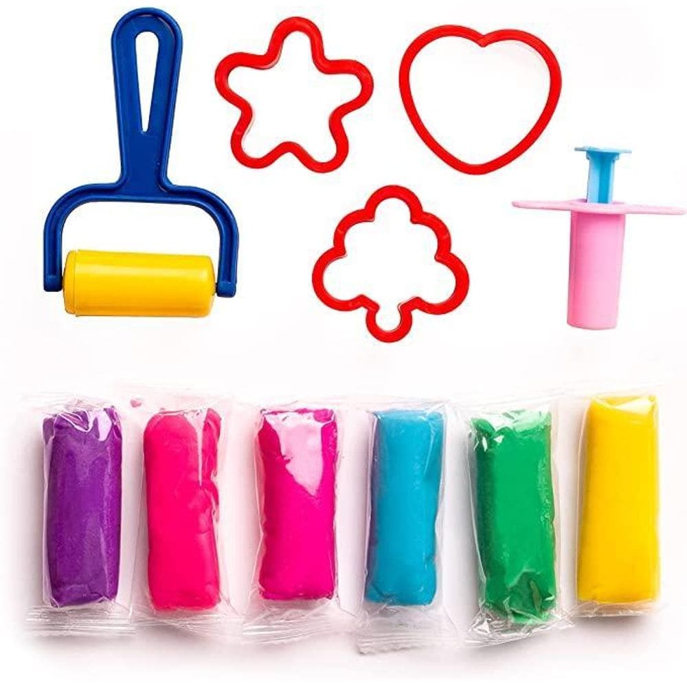 Kit Massa De Modelar 6 Cores Mais 5 Peças Leo E Leo