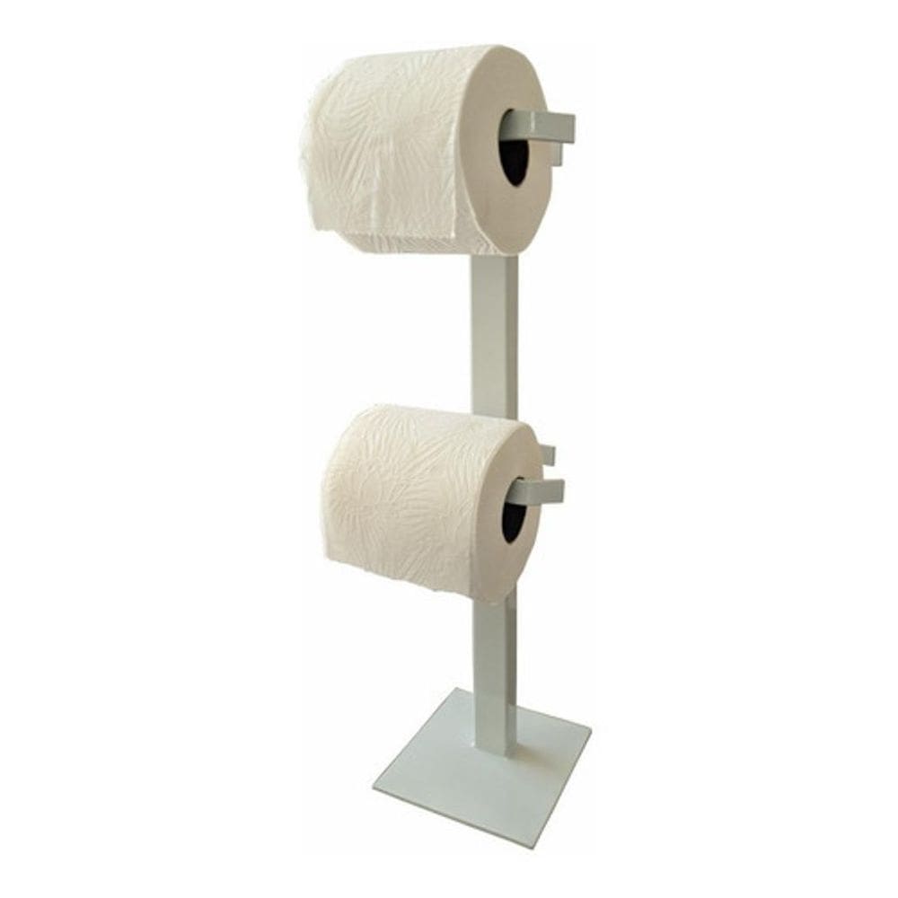 Porta Papel Higiênico De Chão Papeleira Dupla Branco Brilho