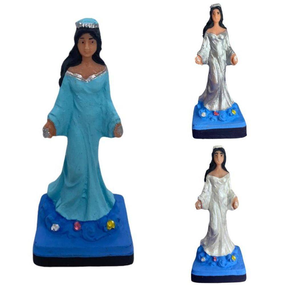 Escultura Orixá Iemanjá Em Resina 10Cm - Selecione A Cor