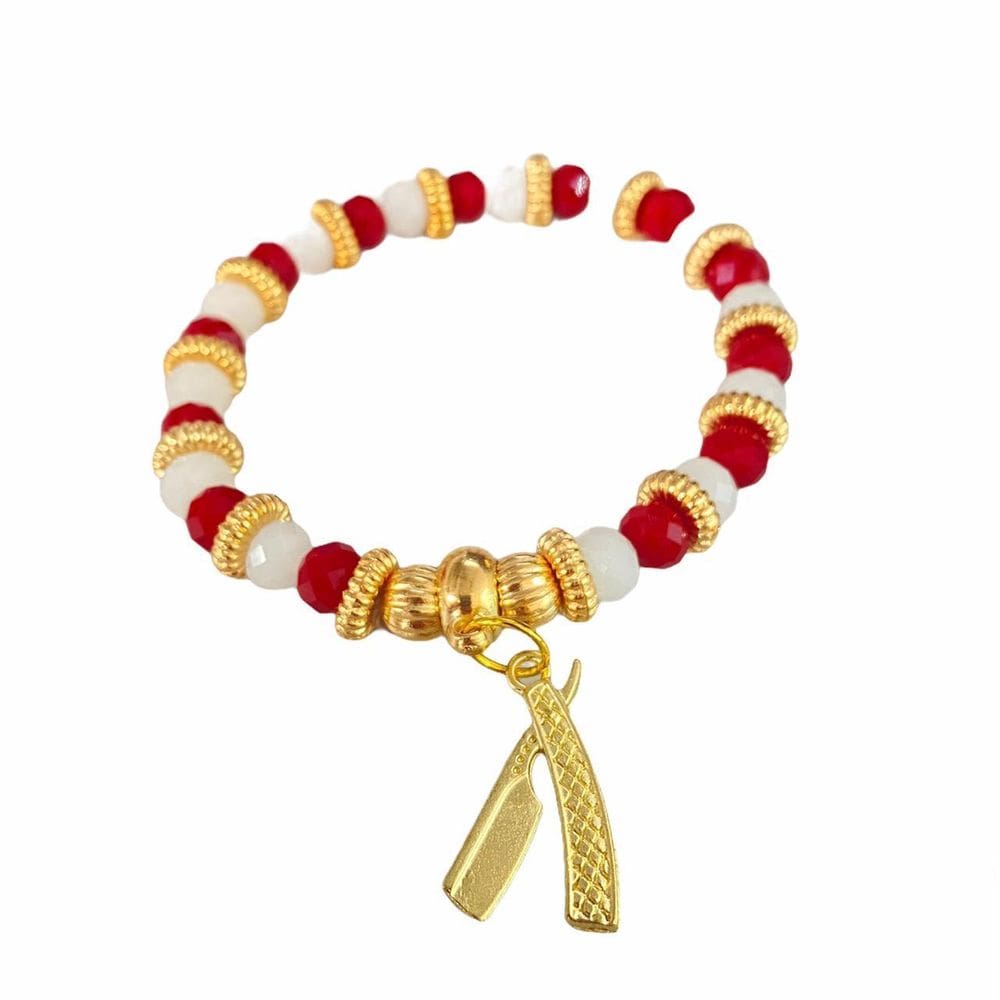 Pulseira Maria Navalha Pingente Dourado Cristal E Silicone