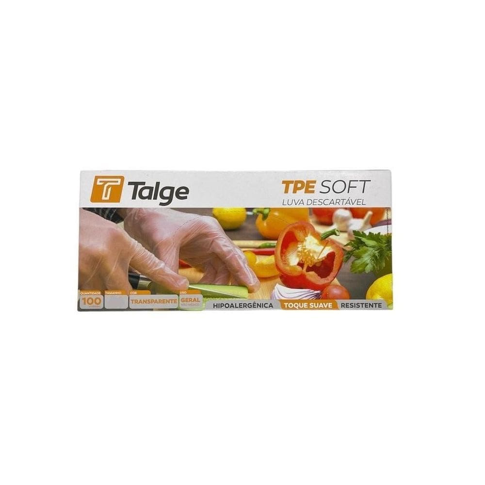 Luva Descartável Tpe Soft Talge C/100Un - Transparente - M