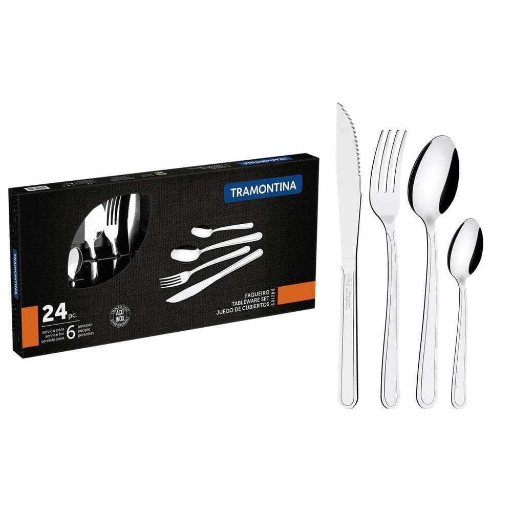 Panela Wok Alumínio 28Cm + 9 Facas + Faqueiro Inox 24 Peças