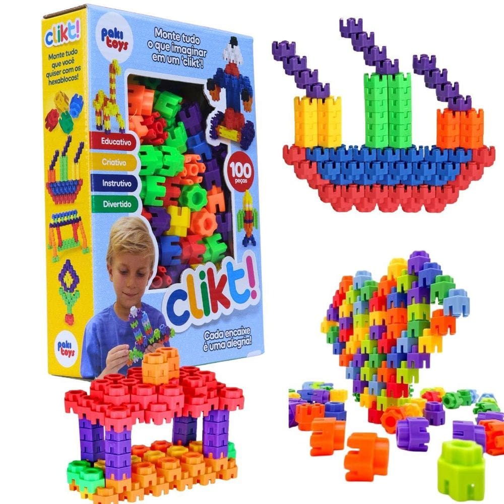 Blocos De Montar Brinquedo Infantil 100 Peças 1544 Paki Toys