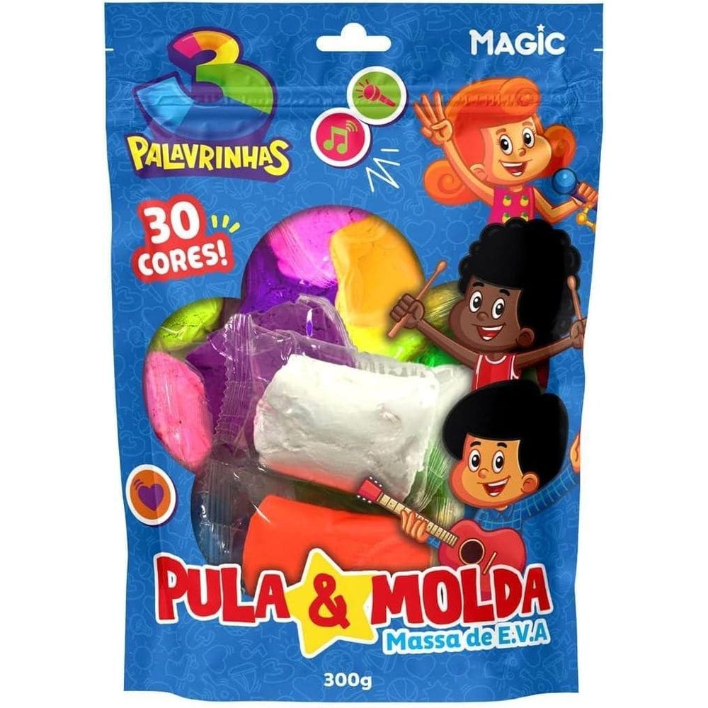 Pula & Molda - Massa De E.V.A - 30 Cores - 3 Palavrinhas