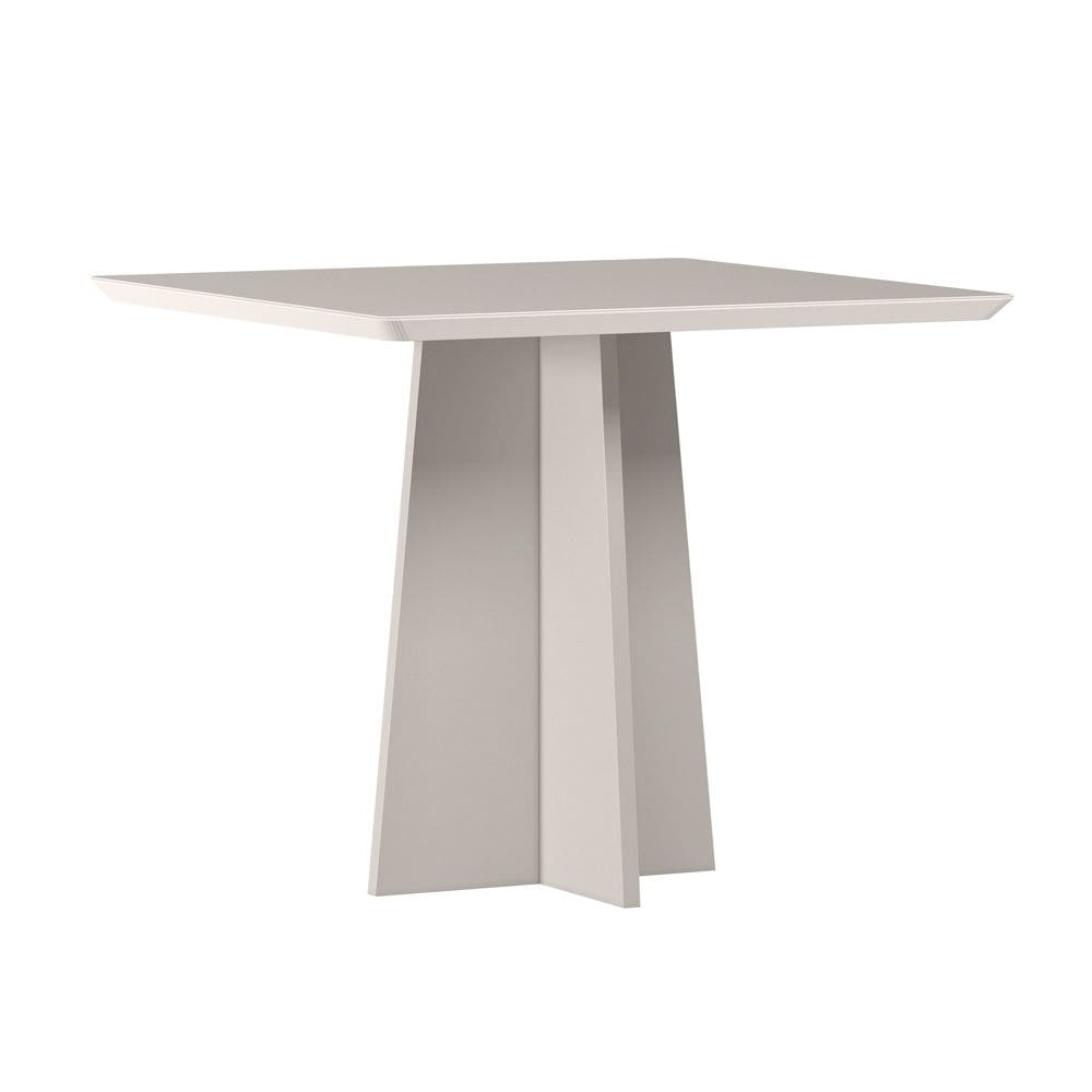 Mesa de Jantar para 4 Lugares 90cm Tampo Quadrado com Vidro Anitta Off White - New Ceval