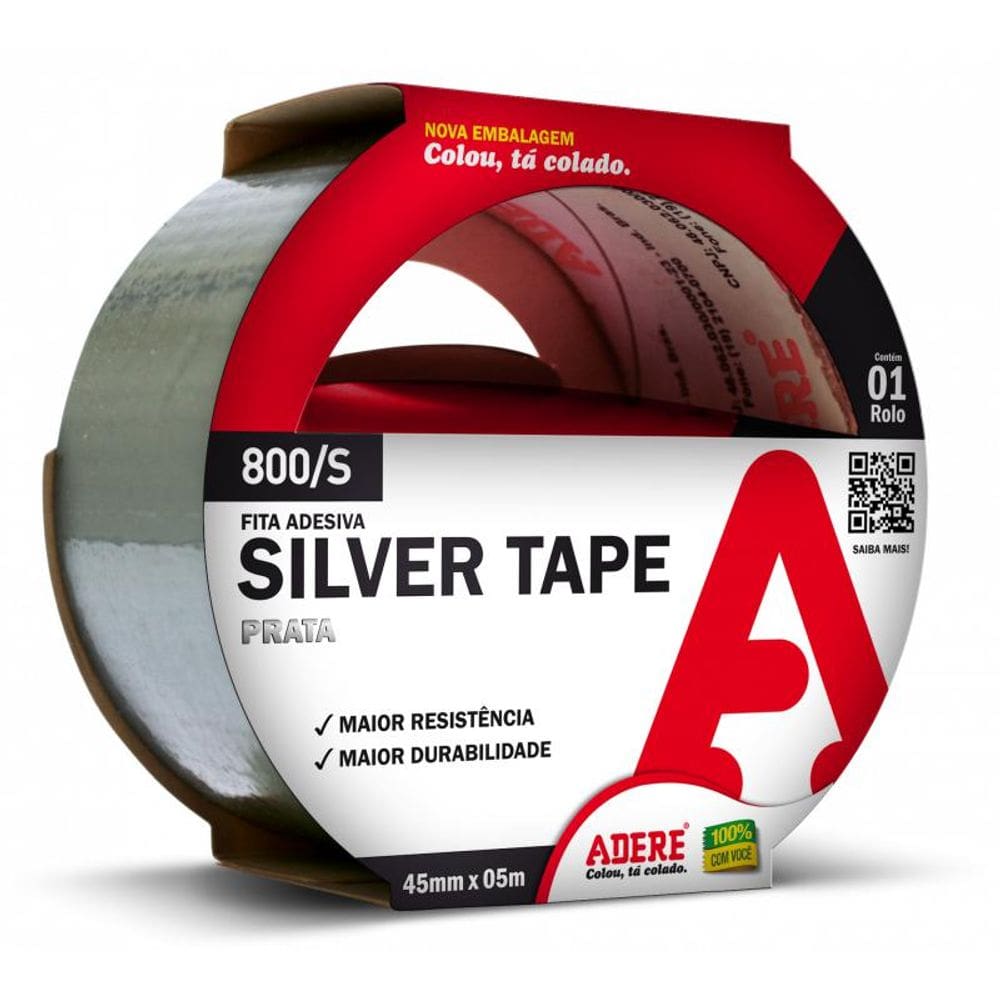 Fita Silver Tape Adere Prata 45mmx5m