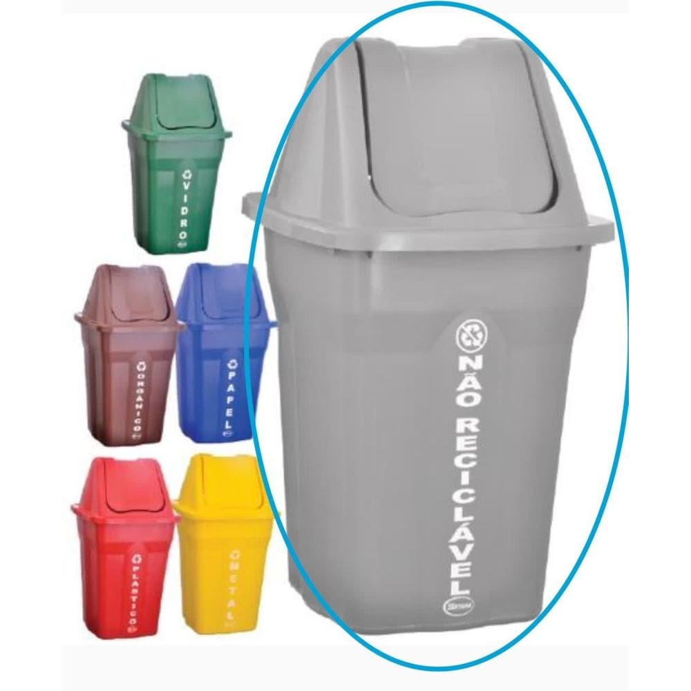 Lixeira Basculante Tampa Coleta Seletiva 60L Santana 1Un